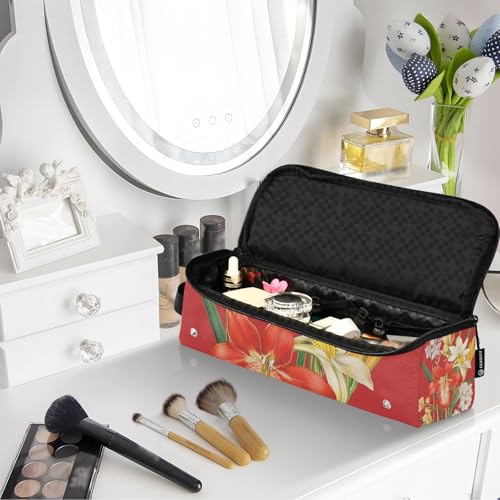 Estuche de viaje 2 en 1 para planchas y rizadores con tapete resistente al calor y espacio para secador. Diseño floral Orchid Canna Rojo miniatura 7