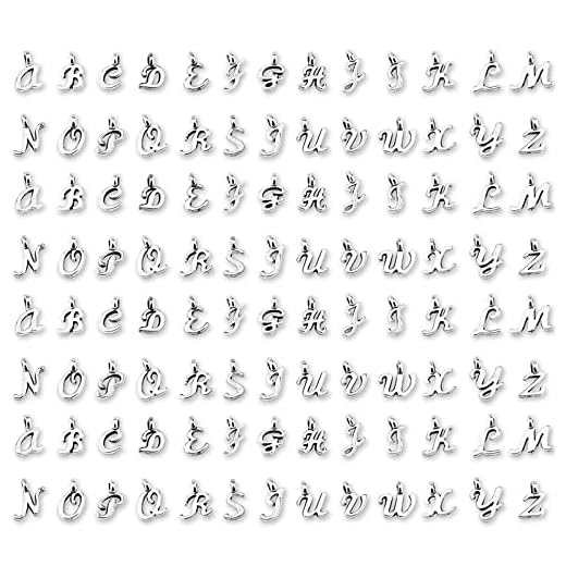 SAVITA 130 Stück ABC Buchstaben-Charms Mini Alphabet A-Z Zinklegierung Armband Halskette Anhänger für die Herstellung von Schmuck zum Selbermachen, Zink, Zink