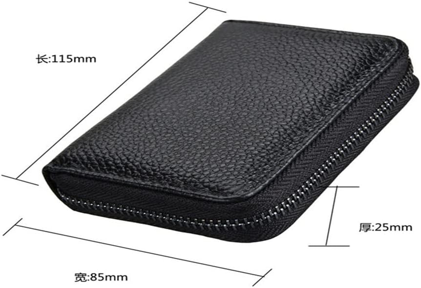 Genuine Leather Card Case Women's Bus Card Holder Men's Card Bag Zipper ID Package，A-As Shown in The Picture