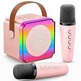 Gontence Karaoke 2 Microfonos Inalambricos, Regalo Niña 3 4 5 6 7 8 9 10 Años, Luces de Colores, Sonidos mágicos, Microfono Karaoke Infantil, Juguetes Niña 3-12 Años, Regalos Comunion Niña