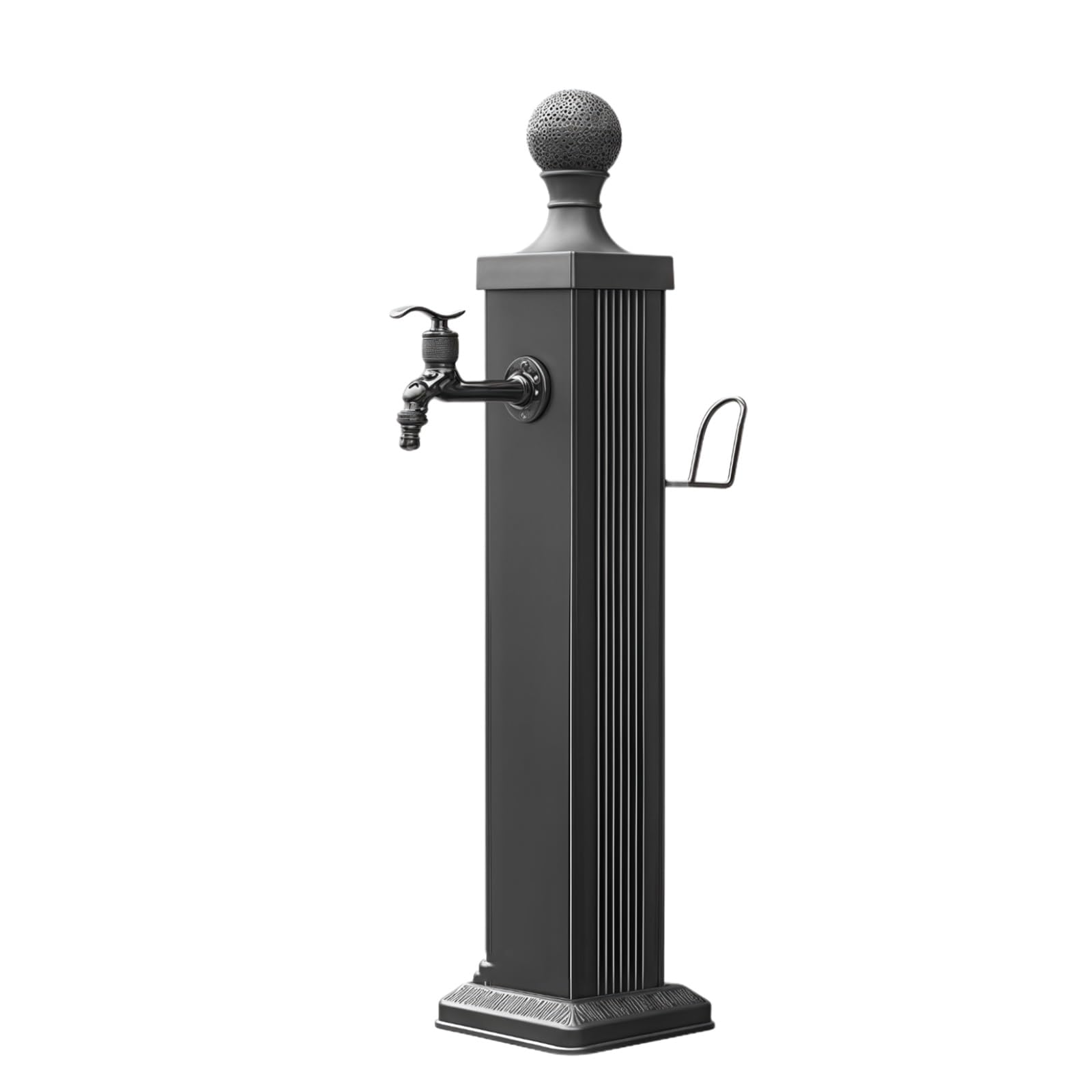 Aluminiumlegierungssäule für den Außenbereich, vertikaler Gartenwasserhahn, schwarze dekorative Wassersäule für den Außenbereich, langlebige Wasserversorgungslösung für den Außenbereich(17x17x74cm)