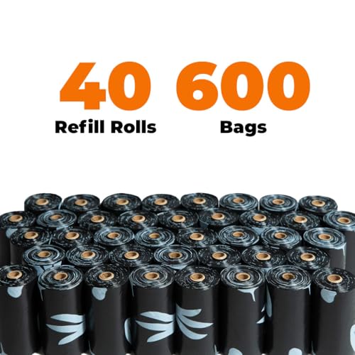 Image of Best Pet Supplies Dog Poop Bags for Waste Refuse Cleanup, Doggy Roll Replacements for Outdoor Puppy Walking and Travel, Leak Proof and Tear Resistant, Thick Plastic - Black (Unscented), 600 Bags