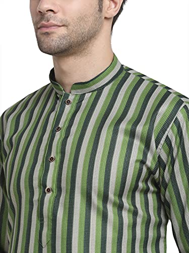 Image of KRAFT INDIA Men Cotton Dark Stripped Kurta ONLY