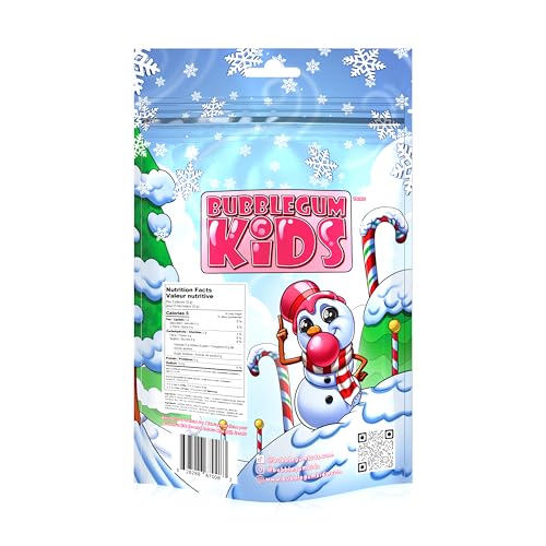 Image of Bubblegum Kids Snowman Icy Blast Sugar Free Gum | Frosty Mint Flavor, Sugarless Gum with Xylitol | Low Calorie Candy for Kids & Adults | Winter Theme | Resealable Bag, 55 Pieces Per Pack, 10 Pack