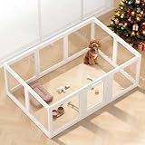Clear Acrylic Dog Playpen Indoor, Puppy Cat Small Pet Play Pen, Pet Cat Playpen for Rabbits, Dog Fence Crate Kennel Whelping Cage (White, 10 Panel)