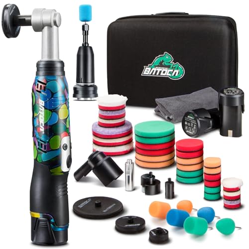 BATOCA S6 Mini Polisseuse sans fil,12V Polissage Voiture Kit,Machine à Polir Rotative&Orbitale pour Détails,1000-5000RPM&4200-21000RPM,25mm/50mm/75mm...