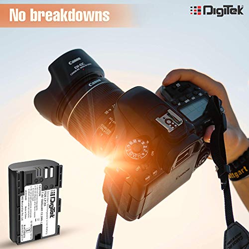 Image of DIGITEK (LP-E6) Secondary Li-ion Rechargeable Battery, 1800mAh, 7.4V, Multi Protection, for Canon XC10, XC15, EOS 60D, 60Da, 70D, 80D, 5D Mark II, III, IV, 5Ds, 5DS R, 6D, 6D Mark II, 7D, 7D Mark II