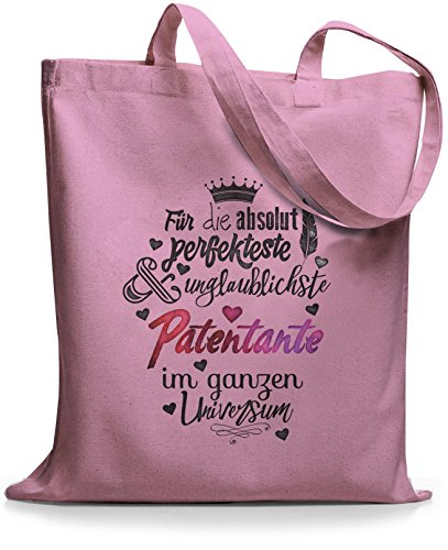 StyloBags Jutebeutel/Tasche Für die absolut perfekteste Patentante, Farbe:rosa