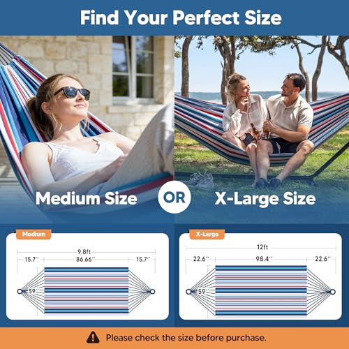 Image of SUNCREAT Hammock Replacement for Stand, Double Hammock Without Stand, Ocean Stripes
