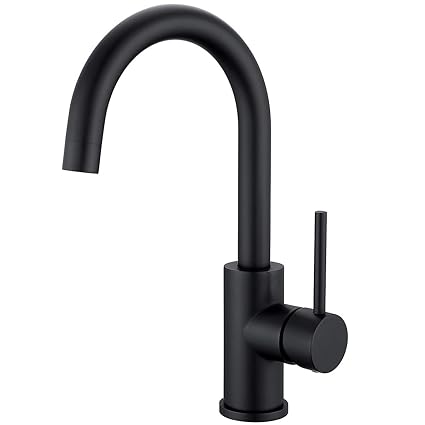 Matte Black Lead Free Bar Sink Faucet Single Hole with Deck Plate, Single Handle Wet Bar Prep Modern Kitchen Sink Faucet Hot and Cold