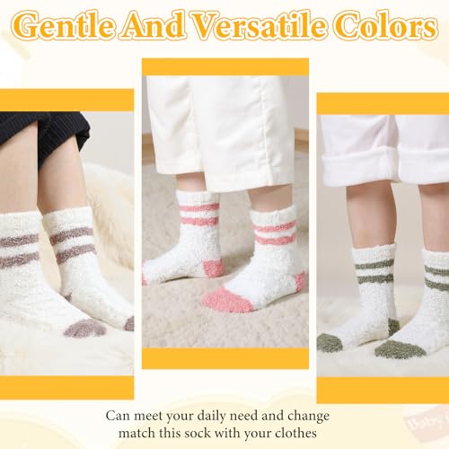 5 Pairs Fuzzy Socks for Women Microfiber Soft Cozy Socks Fluffy Slipper Sock Plush Warm Sock for Women Fall Winter Christmas, Plush Home Sleeping Sockss4