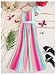 OYOANGLE Girl's Rainbow Asymmetrical Neck Jumpsuits Ruffle Short Sleeve Belted Long Rompers Hot Pink 10Y