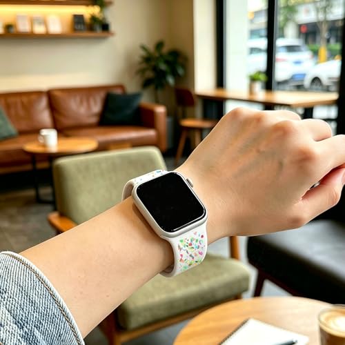 Image of Sport Bands Compatible with Apple Watch Band Women Men 40mm 38mm 41mm 42mm 44mm 45mm 46mm 49mm ,Soft Wristband Waterproof Replacement Strap for iWatch Bands Series 11 10 9 8 7 6 5 4 3 2 1 SE Ultra White