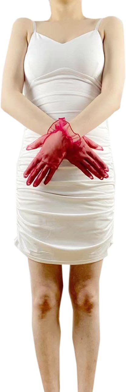 Women's Tulle Tea Party Gloves Prom Evening Party Accessories Short Bridal Wedding Gloves - Image 7