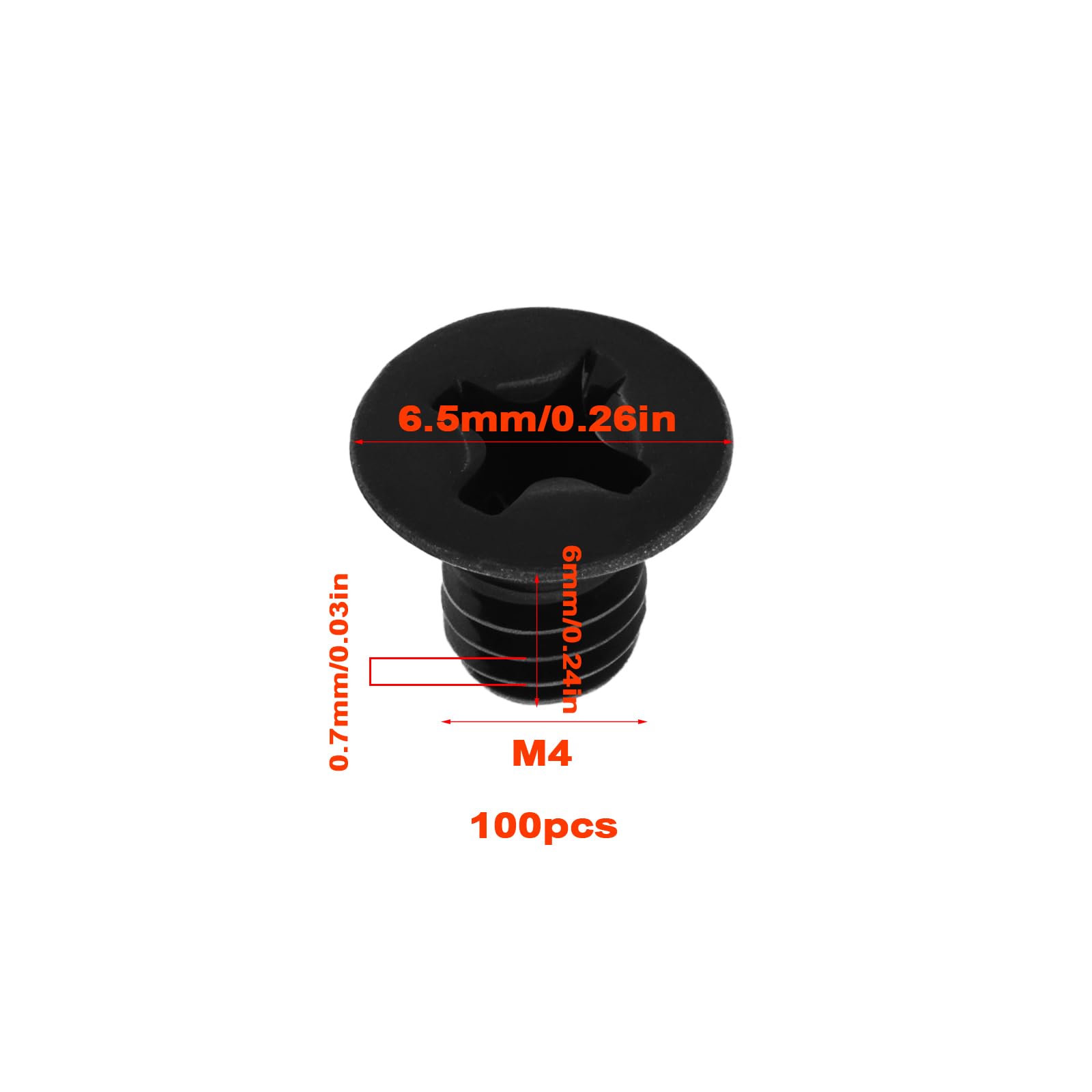 YINETTECH 100PCS M4X6mm Flat Head Machine Screw Compatible with Milwaukee 2557-20 M12 Fuel 3/8 Inch Ratchet Cross Countersunk Screw - Image 4