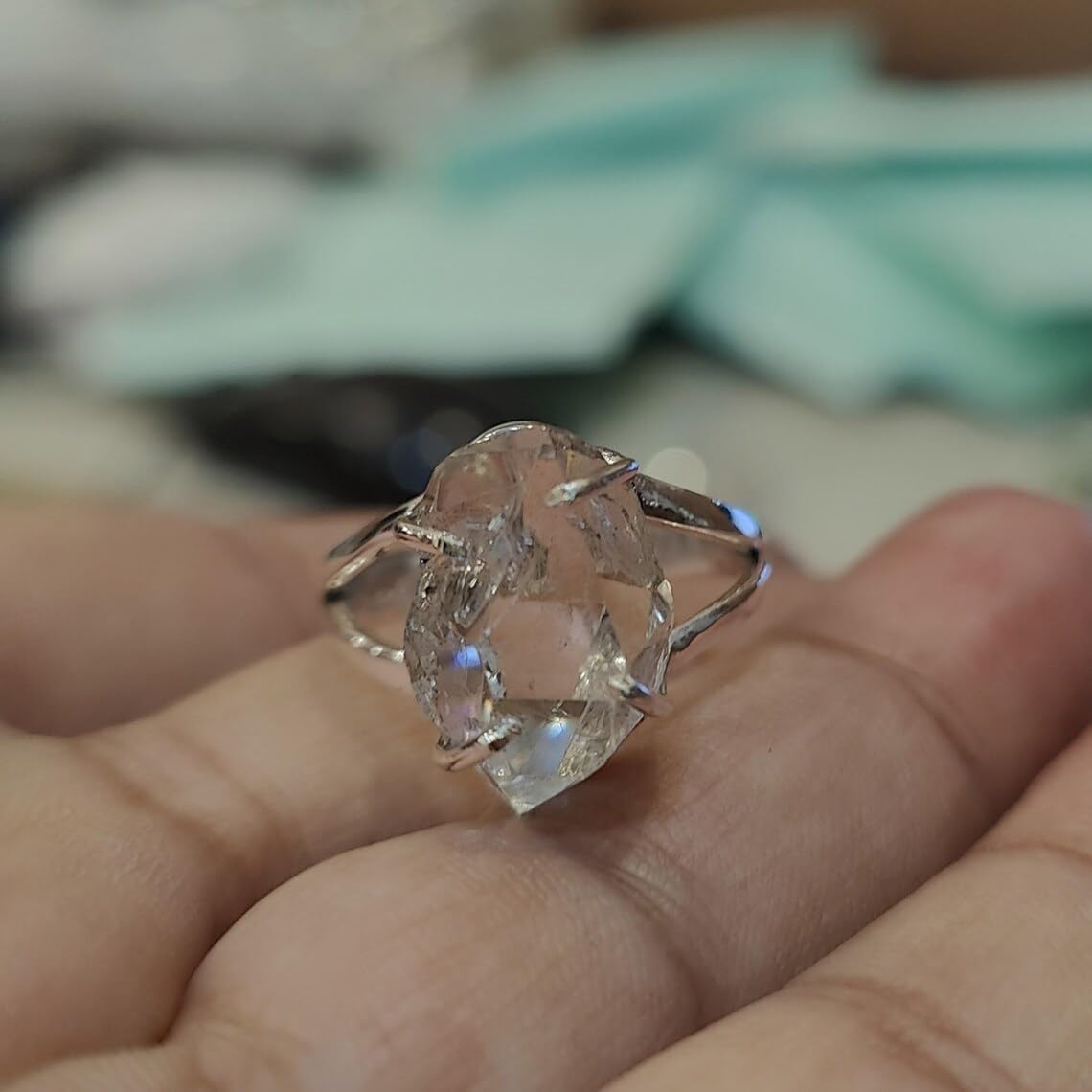 Natural Herkimer Diamond Ring, 925 Sterling Silver Ring, Handmade Ring, Statement Jewelry, Women Ring, Herkimer Gemstone, Gift For Her, ///