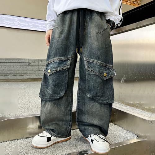 Pantalones vaqueros niños clásicos de pierna recta duraderos 4