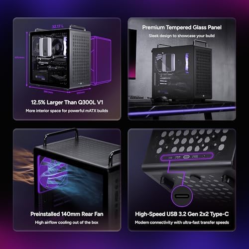 Cooler Master QUBE 340 Micro-ATX Compact -Tower PC Case - Customizable Modular Computer Chassis with Movable I/O Panel, Magnetic Dust Filters, Tempered Glass Panel & Portable Handles – Black