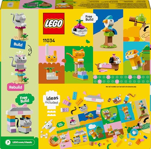 Classic Animali Domestici Creativi - Set con Mattoncini Colorati con Cane Giocattolo, Gatto, Coniglio, Criceto e Uccello - Kit Arti e Mestieri per Bambine e Bambini da 5 Anni - Idea Regalo 11034 - Lego - Immagine 11
