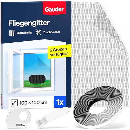 GAUDER Fliegengitter Fenster, Insektenschutz ohne Bohren (100x100cm)