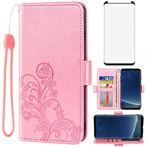 Funda para Samsung Galaxy S8 con tarjetero soporte y protector de cristal templado