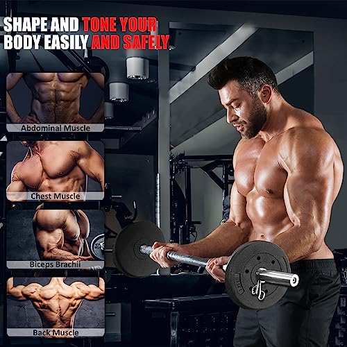 wuuhoo® disques d'haltères en Ciment Mike 30mm, Set 20kg - 30kg, revêtu en Noir, 1,25, 2,5, 5, 10 kg, disques de Poids en Plastique pour haltères Longs, Fitness à Domicile - – Image 5