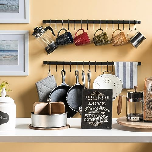Wallniture HN388 Casto 30 Inch Gourmet Kitchen Rail With 15 S Hooks For Hanging Kitchen Utensils Set And Cookware, Iron thumb #4