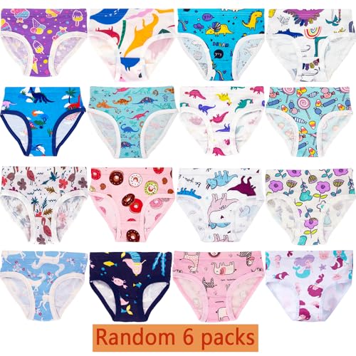 girls underwear,100% cotton, toddler girl underwear, panties for girls, 2-18Y（6&10 pcs Random pattern）2