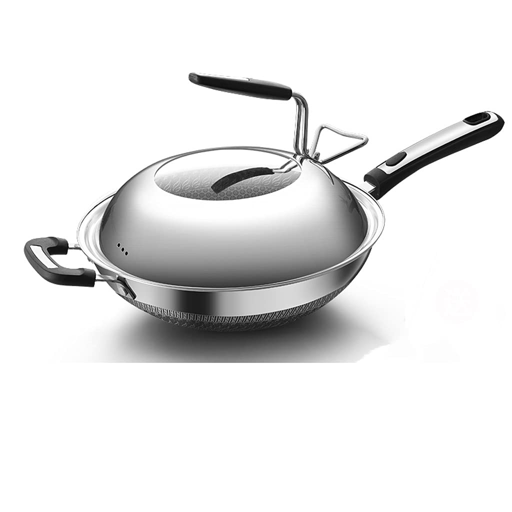 Non-Stick Pan Stainless Steel Wok Multi-Function Household Induction Cooker Gas Range an All-Purpose Wok (Color : Style 1) (Style 2)