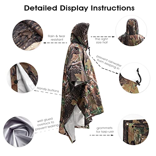 Cosmine Hooded Rain Poncho for Adult, Waterproof Lightweight Unisex Raincoat for Hiking Camping Emergency4