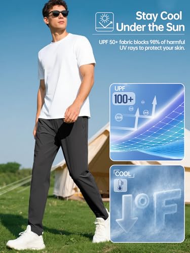 FREE SOLDIER Men's Elastic Waist Lightweight Water Resistant Quick-Dry Hiking Outdoor Casual Sweatpants Pants4