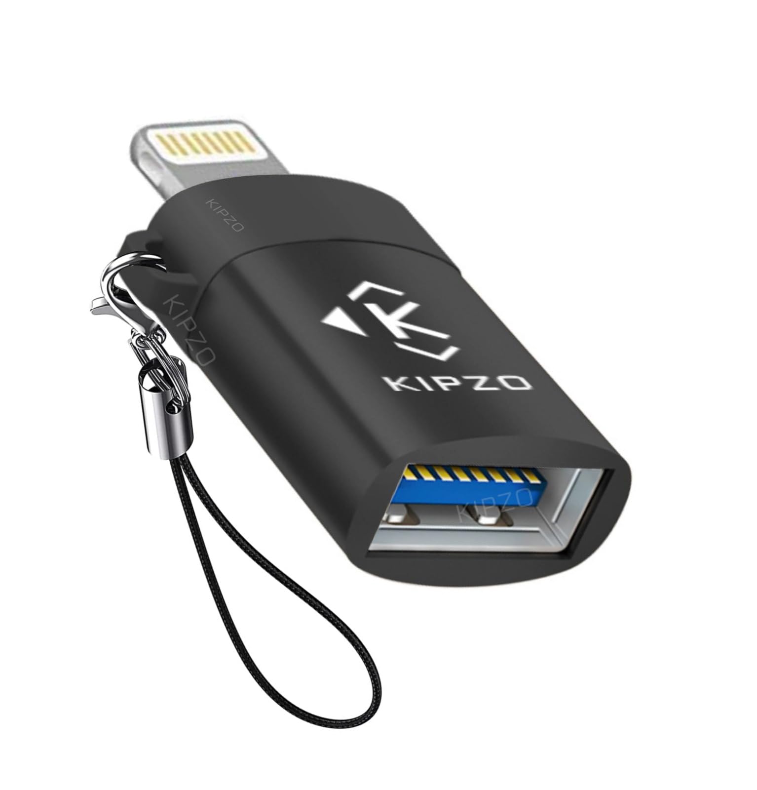 KIPZO® Black Metal USB OTG Adapter Compatible with i-O-S 16 8-pin Light-ing OTG USB Female Support Connect Flash Drive, U Disk, Keyboard, Mouse for i-ph 11 12 13 14 14pro Mini Max