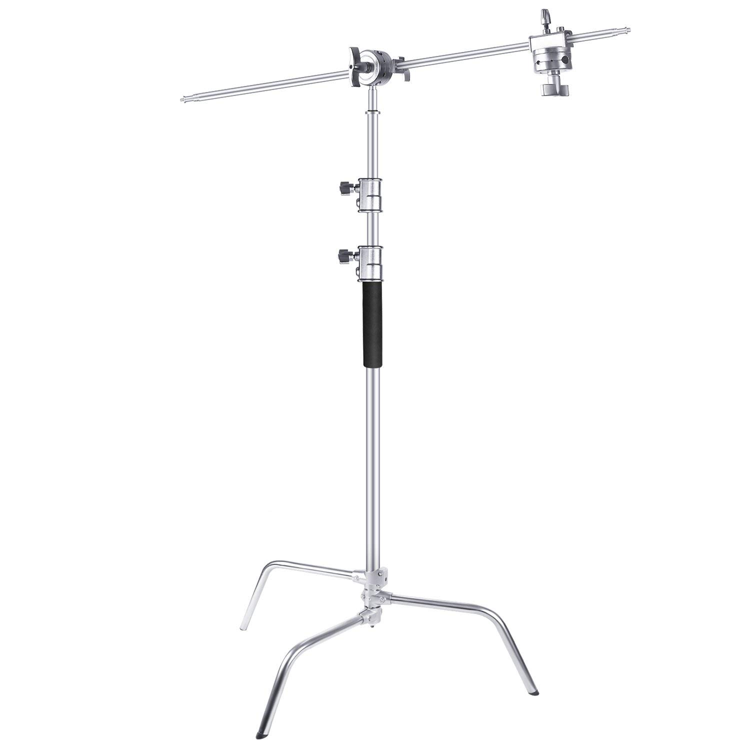 eWINNER Stainless Steel Heavy Duty Adjustable C Stand Max Height 10.5ft/330cm Photography Light Stand &4.2ft/130cm Holding Arm 2 Grip Head for Studio Monolight/Softbox/Reflector/Umbrellas
