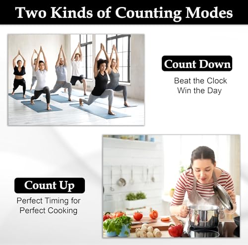 Image of GLUN Digital Kitchen Timer with Clear Loud Alarm for Cooking, Stop Watches Timer Clock with Alarm & Magnetic Back, LCD Backlit Display, Classroom for Kids & Teachers Black Back