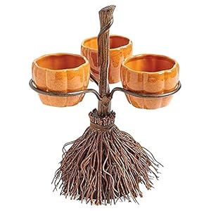 Halloween Pumpkin Tapas Bowls Stand | Snack Serving Bowls with Holder, Dessert Cups Candy Bowl Pumpkin Mug for Fall Halloween Home Party Decoration
