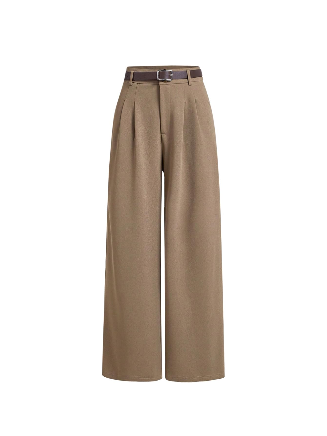 MakeMeChic Womens Wide Leg Dressy Pants High Waist Belted Work Office Trousers
