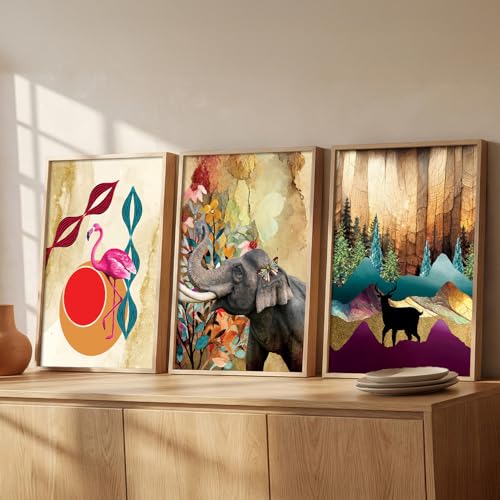 Image of kotart Modern Wall Art Framed Painting for Wall Decoration - Wall Paintings for Living Room, Bedroom - Set of 3 - D (Art 4, 19x25 inch)
