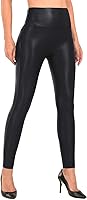 RUFIYO Women's High Waisted Faux Leather Leggings - Buttery Soft Pleather Pants with Tummy Control, Brown
