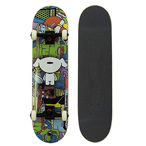 Zhicaikeji Skateboard Monopatín Completa Pro monopatín con Deportes al Aire Libre Duradero Patín Patineta (Color : Black, Size : One Size)