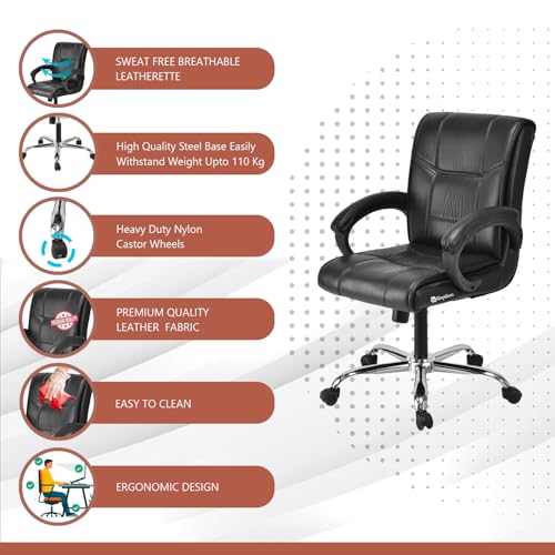 Image of GOYALSON Comfortable Revolving Chair for Director Principal Manager Office with arm Rest with Wheels and Cushioned seat Back (2, Black, Heavy 1)