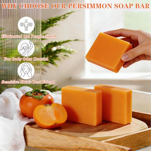 Image of 6 PCS Persimmon Soap for Body Odor Control, Natural Deodorant Body Soap