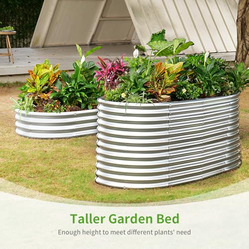 Land Guard 8x4x3ft Oval Galvanized Raised Garden Beds, Large-Capacity Metal Planter Box Outdoor, Durable Deep Raised Garden Bed 3ft Tall, Raised Beds for Gardening Vegetables, Classic Silver - Image 3