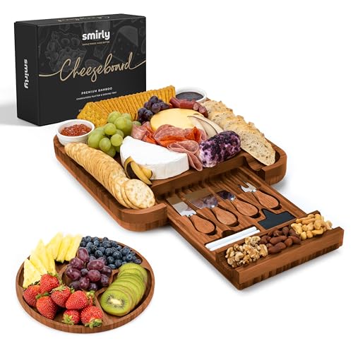 Image of SMIRLY Charcuterie Board Set with Serving Accessories, Bamboo Brown