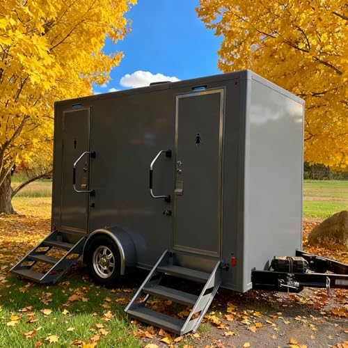Mobile Restroom Trailer Luxury Portable Toilet Bathroom Trailer – Event Rental Restroom Trailer with A/C Sink for Weddings, Parties & Corporate Events