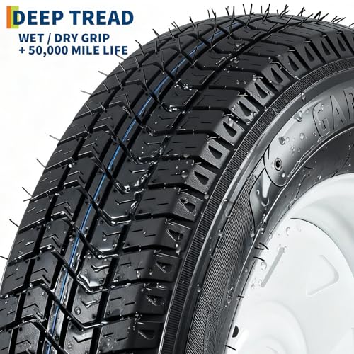 Image of GarveeTech ST205 /75D15 Trailer Tire and Wheel Assembly, 5 Lug, Set of 2 | Heavy-Duty Load Range C 6PR, White Spoke Wheel, 15 Inch Tires for Utility /Boat /Camper Trailers