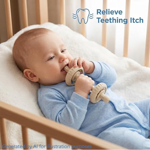 Image of Baby Teething Toys Baby Rattle Teething Straw 3-in-1 Barbell-Shaped, Made from Silicone, Built-in Toothbrush Head and Nipple Shape, Bpa-Free, Phthalate Free, Professionally Certified