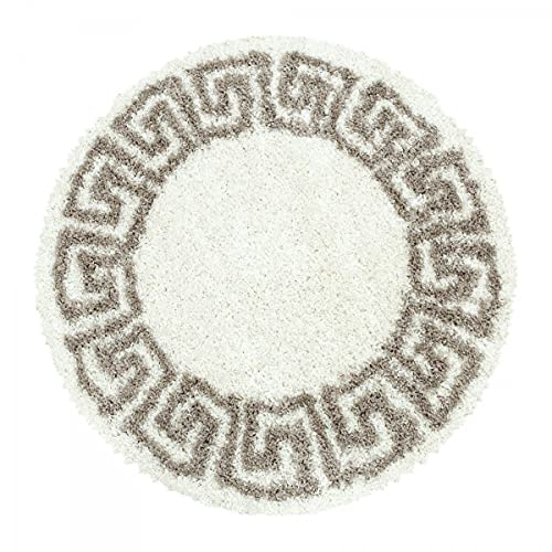 Tapis design à poils longs de haute densité beige et antique