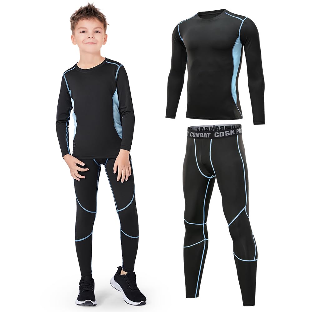 Leeboom Bambini Intimo Termico Set di Biancheria Termica Bambin Manica Lunga Funzionale E da Sci da Bambina E Bambino Traspirante Intimo Termico Set Base Layer E Isolante per Sci Tuta Termica