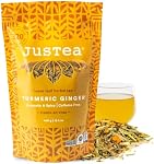 JusTea TURMERIC GINGER | Thé à base d'herbes de feuille en vrac 40+ Coupes (110g) | Caféine Gratuite Prix-Garantie , Commerce équitable , Non-OGM