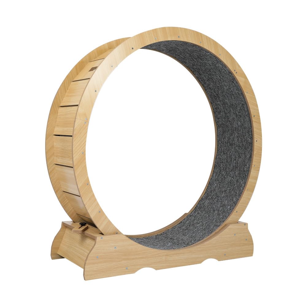 laddawan cat Wheel Exerciser for Indoor Cats Large?Cat Running Wheel ? Cat Exercise Wheel ?Small Animals Exercise Wheels Cat Treadmill Wheel with Locking Mechanism (XL, Nature)